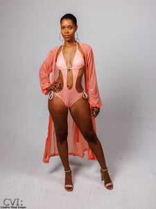 Peach Power Mesh Robe